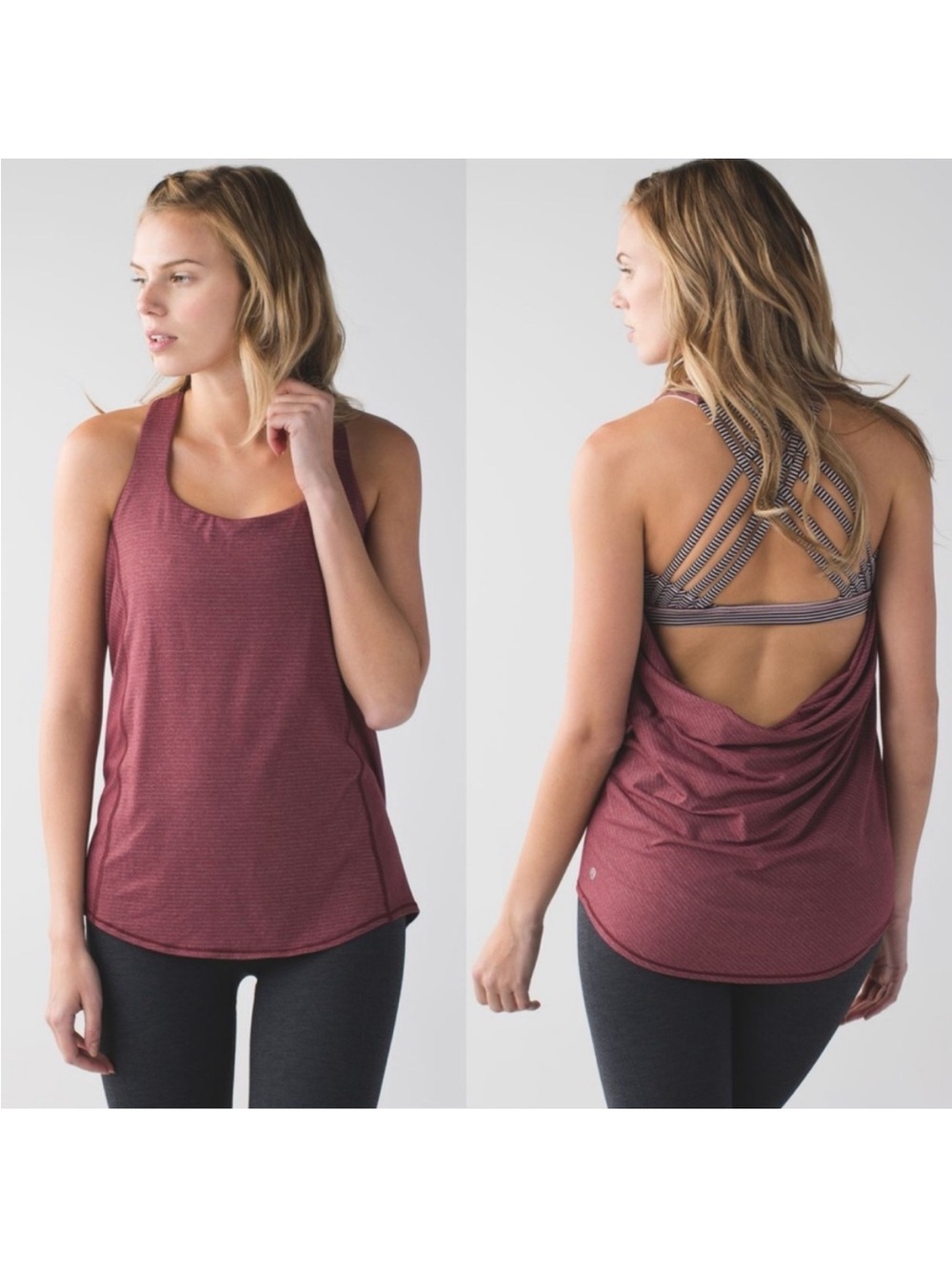 Lululemon Wild Tank Top Heathered Wine Berry Size 2 Yoga Built In Bra Luxtreme